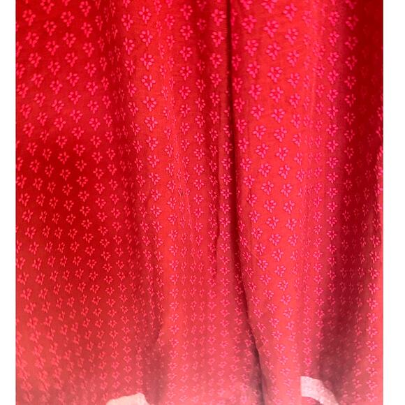 Knox Rose Jumpsuit XL Red Long Smocked Back Ditzy Print Prairie Boho Cottage - Picture 7 of 10